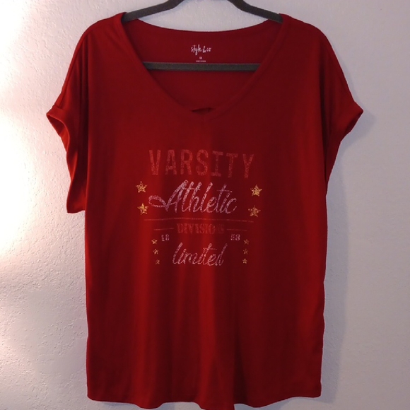 Style & Co. Tops - Style & Co. Red Varsity Tee
